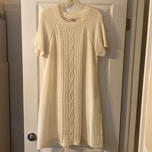 Dress Barn Ivory cable knit short sleeve dress